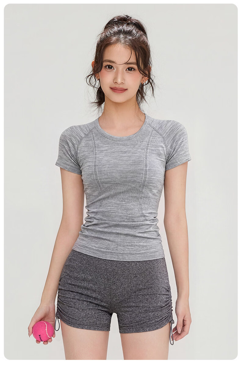 Borui Women's Sports Bra Summer Quick-Dry Short Sleeve Running T-Shirt Slim Yoga Professional Pilates Top 9