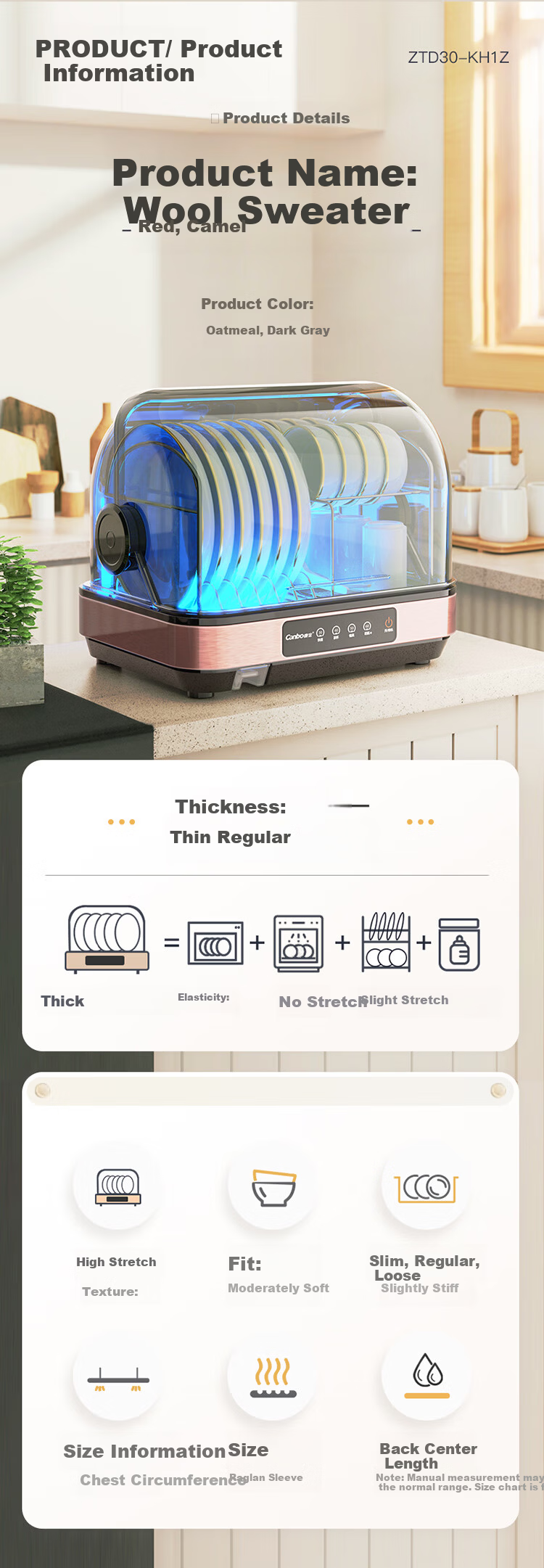 Canbo Small Desktop Mini UV Sterilizer Cabinet for Home, Tableware, Baby Bottles, Drying and Disinfection, Water-Free Dish Sterilizer Cabinet【Government Subsidy】ZTD30-KH1Z 3