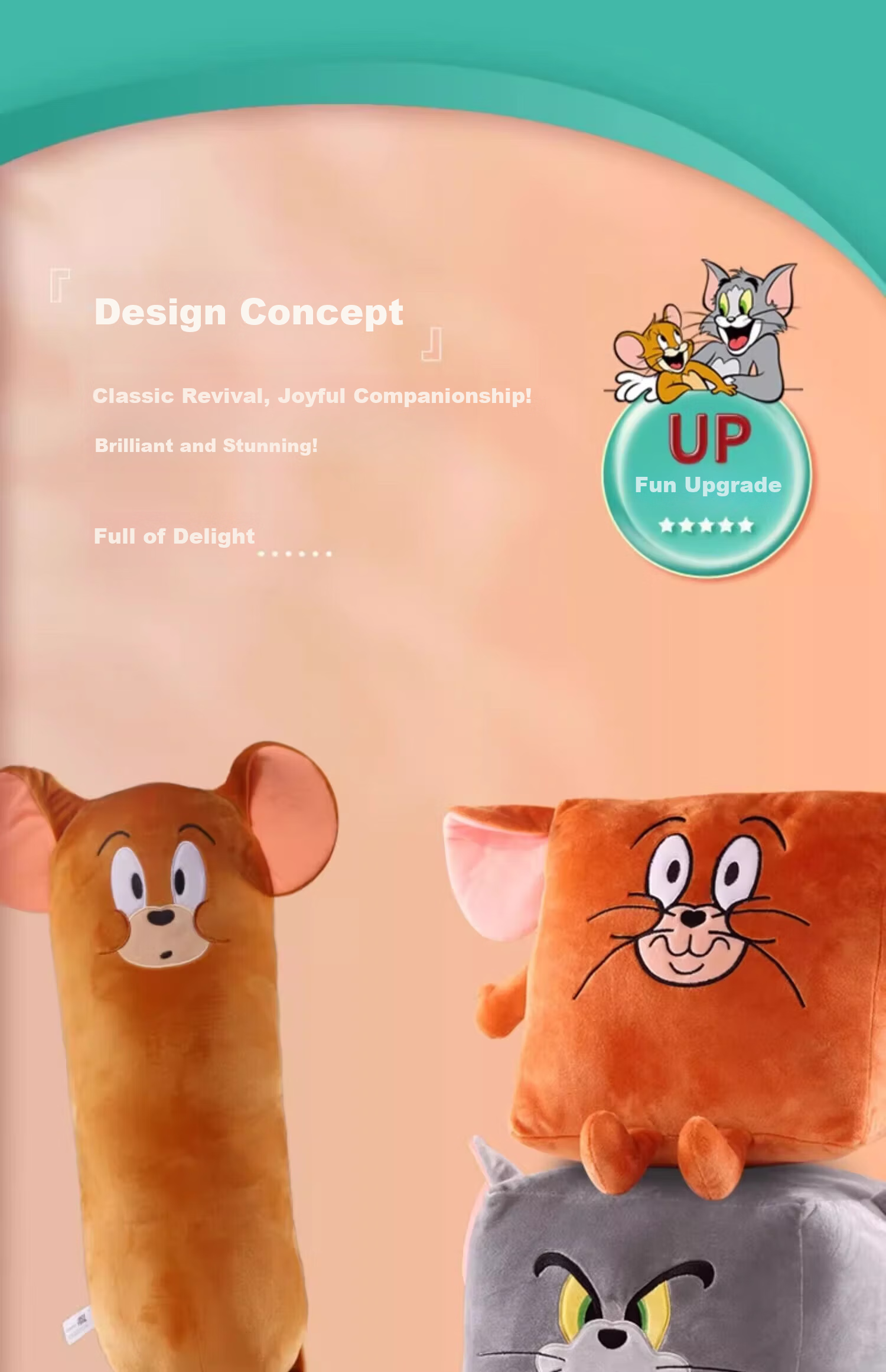 Tom and Jerry Plush Long Body Pillow Sleeping Pillow Girl Hugging Doll Cushion Toy Tom Cat Deluxe Edition 65cm 27