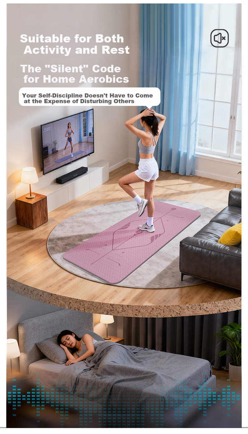 Aoyi Professional Yoga Mat Thickened 10mm Extra Wide Non-Slip Fitness Mat Dance Aerobics Soundproof Shock Absorption Home Floor Mat 5