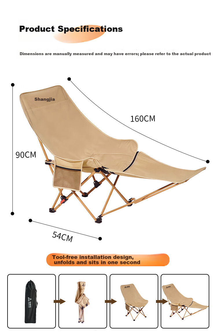 Suncojia Folding Recliner Chair Outdoor Folding Chair Dual-Use Camping Chair Office Nap Chair Nap Bed 13