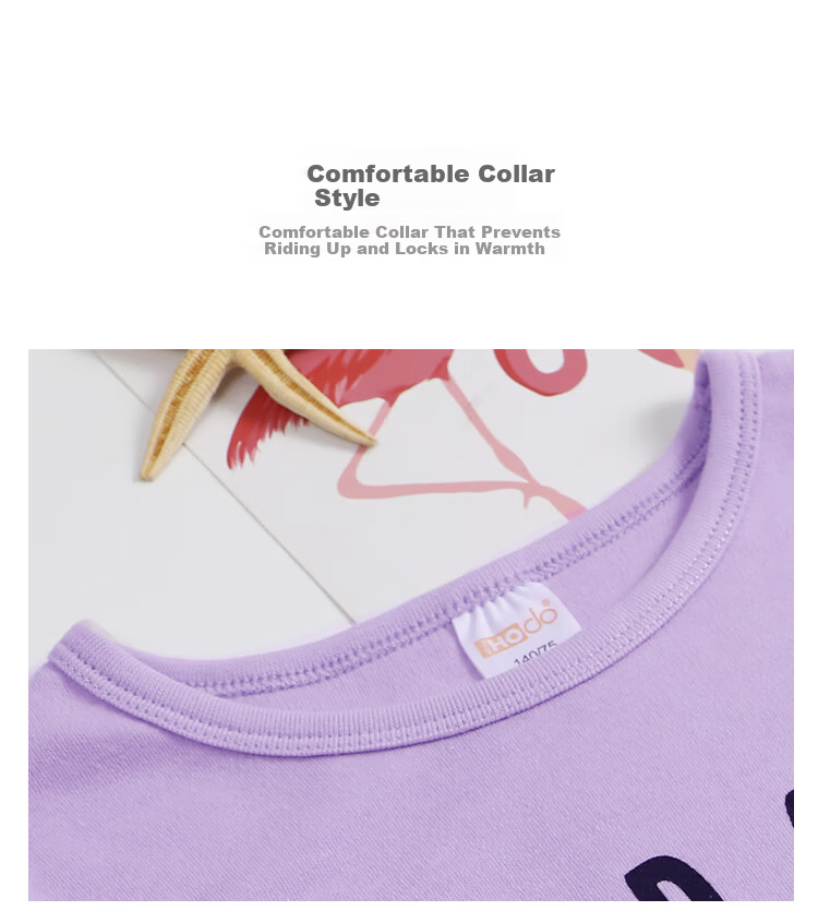 Hodohome Children's Autumn Cotton Thermal Underwear Set for Girls, Light Purple, Size 160 12