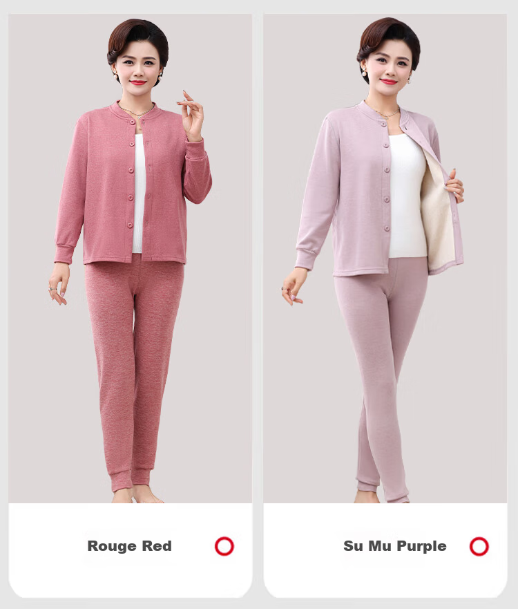 LangSha Middle-aged and Elderly Men's Thermal Underwear Cardigan Plus Size Wool and Silk Antibacterial Mite-resistant Thin Winter Set 22
