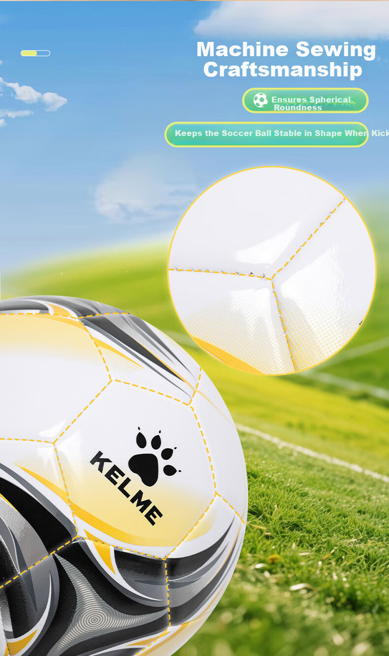 KELME Machine-Stitched Soccer Ball for Children And Adults, Middle School Entrance Exam Standard Competition Wear-Resistant Training Football Black Gold Size 5 3