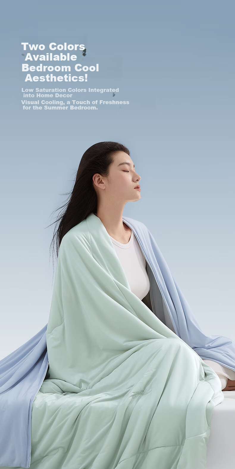 Luolai Home Textiles Cooling Silk Quilt Class A Antibacterial 100% Silk Air-Conditioning Quilt Washable 200*230 Blue 15