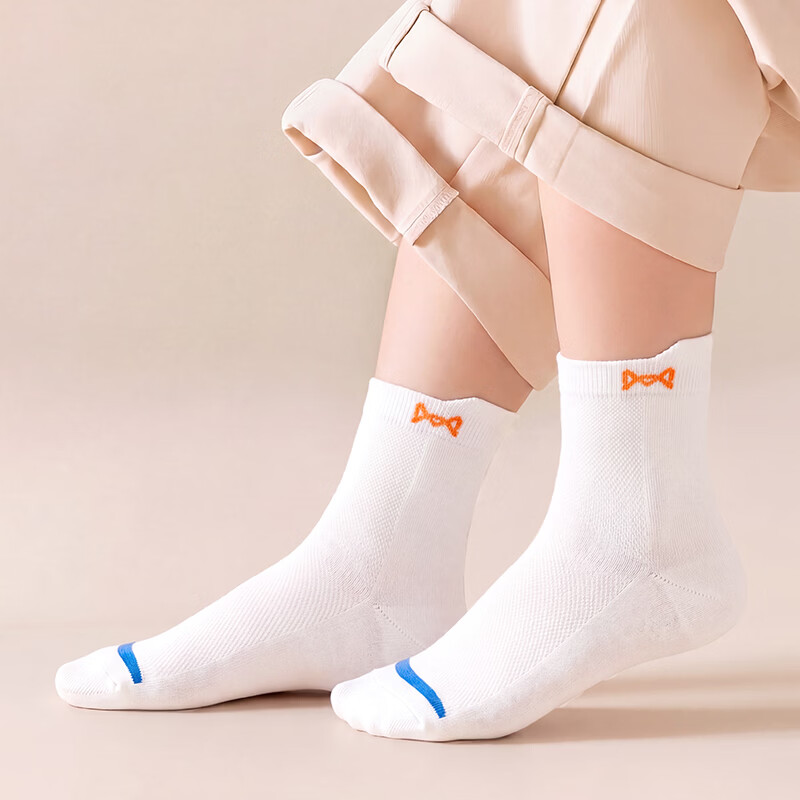 Miiow Kids Boys Pure Cotton Mid-Calf Socks 10A Antibacterial Comfortable Sports Seamless Cotton Socks Spring Summer