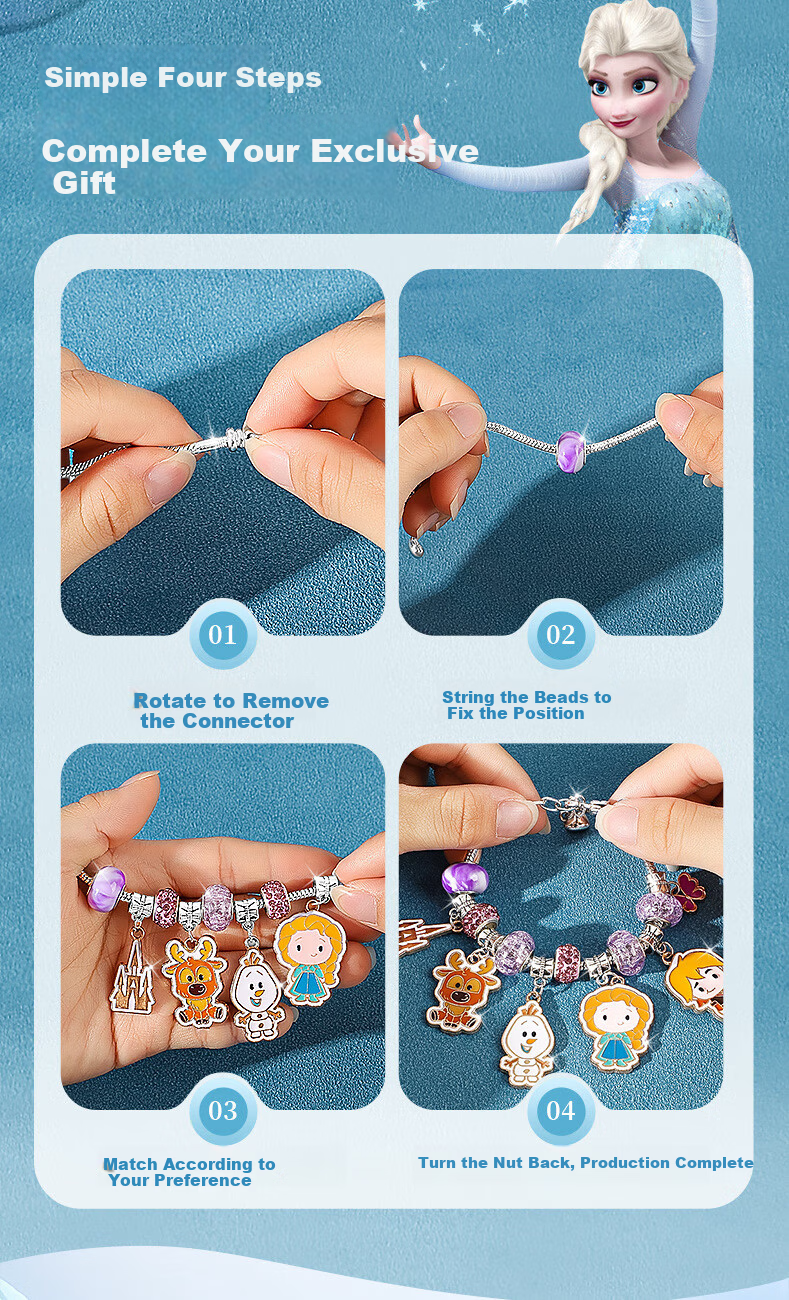 Disney Frozen Elsa DIY Landscape Dress-Up Gift Box Hair Clip Hair Accessories Bead Set for Girls Ages 3-9 Birthday Present 7