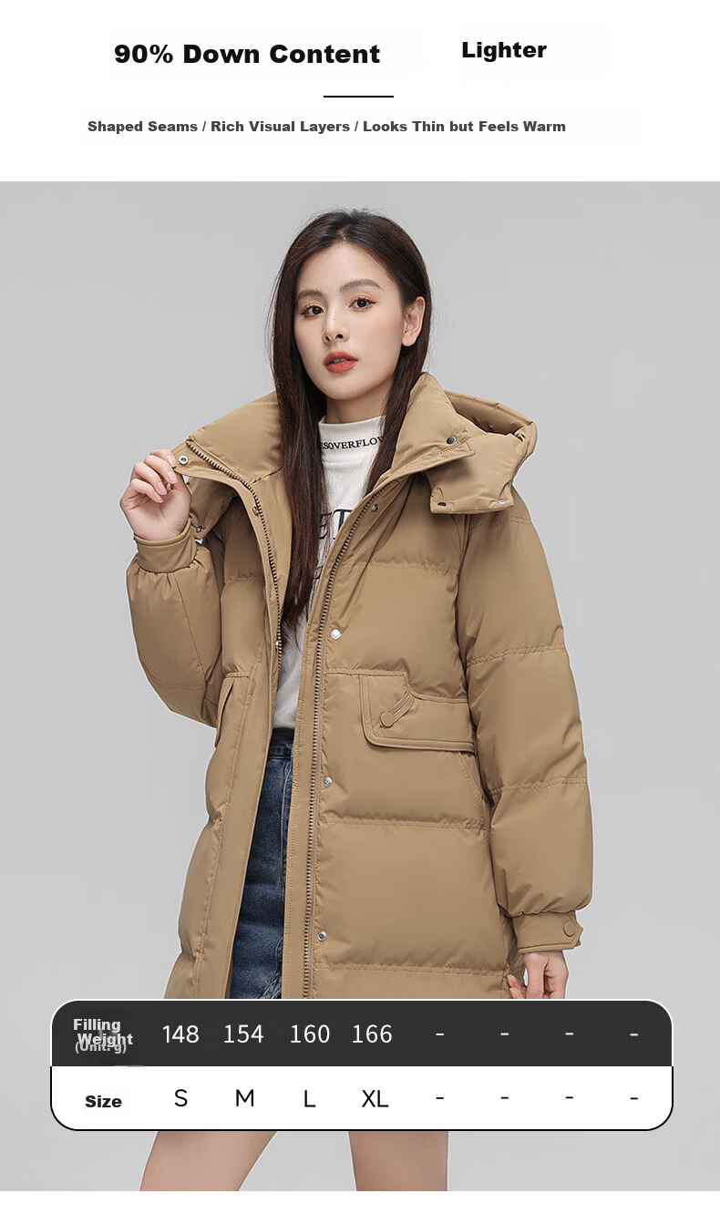 Yalu Women's Mid-Length Down Jacket 2025 Winter New Thickened Cold-Resistant Warm Fashionable Coat 6