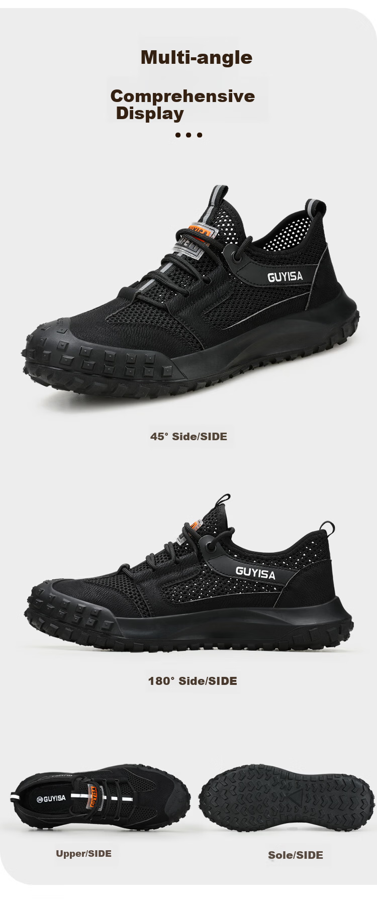 Jingtu Men's Breathable Safety Work Shoes Steel Toe Anti-Puncture Lightweight Comfortable Protective Shoes 3015F Size 41 16