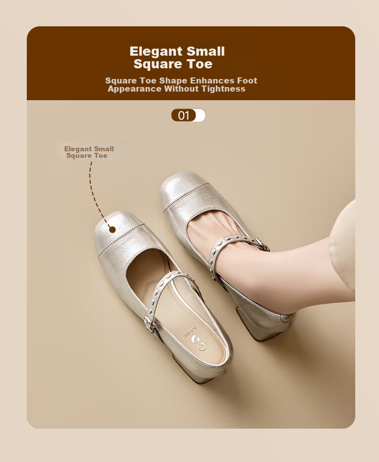 Zhuoshini Women's French Mary Jane Shoes 2026 Spring New Thick Heel Elegant Skirt Matching Low-Cut Flats Off-White Size 38 3