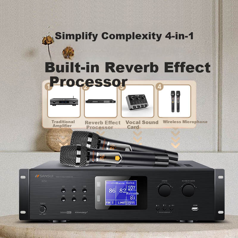 SANSUI KF4 Home KTV Audio Amplifier Fixed Impedance Power Amplifier Smart Bluetooth Amplifier for Home Cassette Speaker