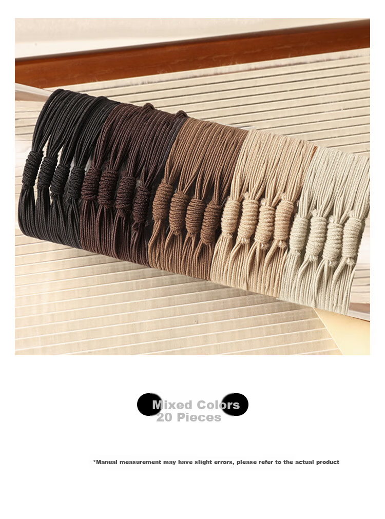 Meifuyu High Elasticity Four-Strand Thin Hair Ties 20 Pieces Elastic Hair Bands Hair Ropes MF8522 2