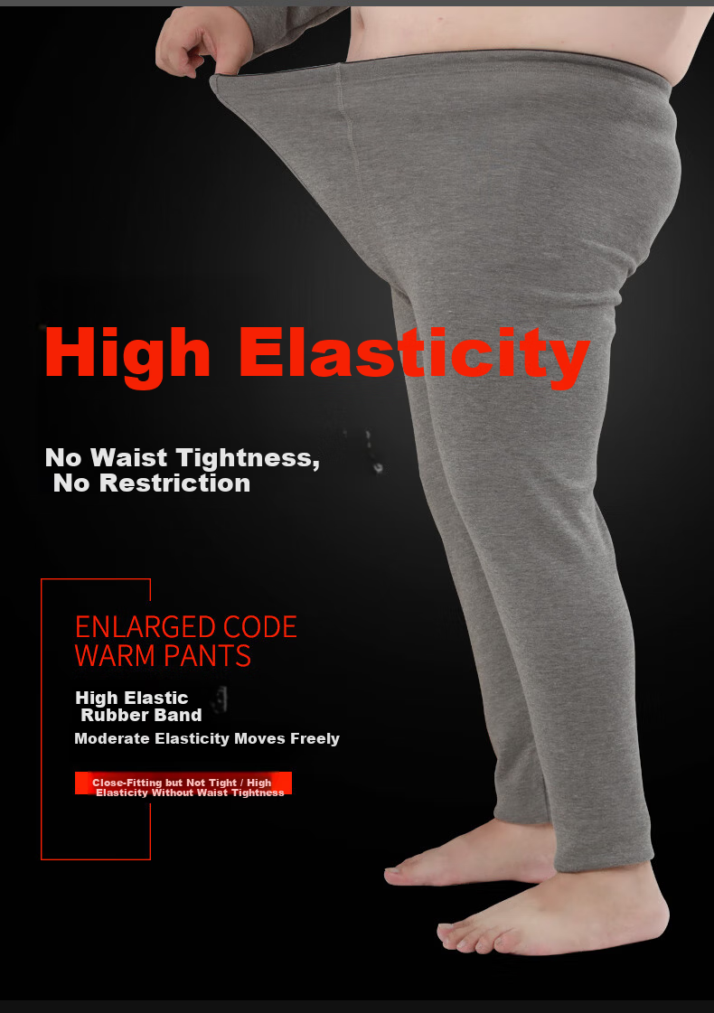 Hengyuanxiang Plus Size Thermal Pants Men Fleece Thickened Knee Protection Comfortable Loose Fit Base Layer Trousers Autumn Winter 4