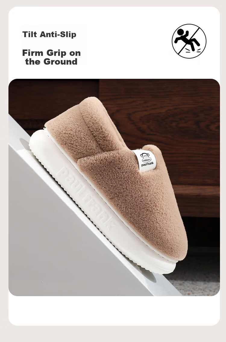 Dazuihou Genuine Cotton Slippers for Men And Women, Autumn Winter Indoor Home Warm Plush Thick-Soled Non-Slip Slippers, Leather Red Size 38-39 4