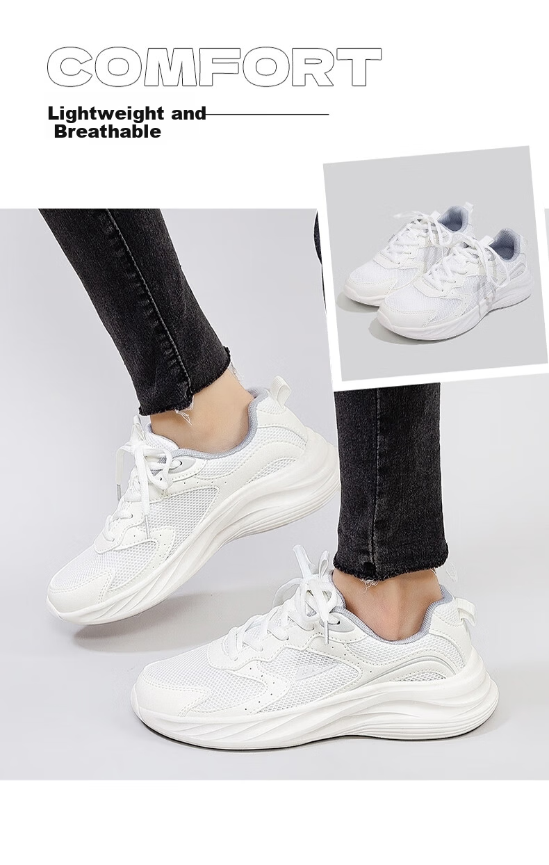 Huili Official Women's Shoes, Summer Breathable Mesh Sneakers, White Women's Shoes, Running Shoes for Women, All Black, Size 42 12