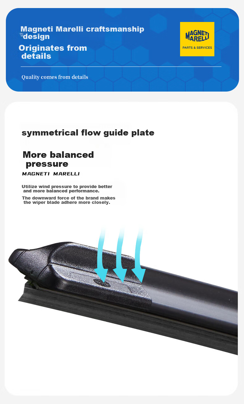 MAGNETI MARELLI Car Windshield Wipers, Wear-Resistant Natural Rubber, Compatible with Tang 2nd Generation/DMi/DM/Tang EV, for 2018 to 2025 Models, 1 Pair 9