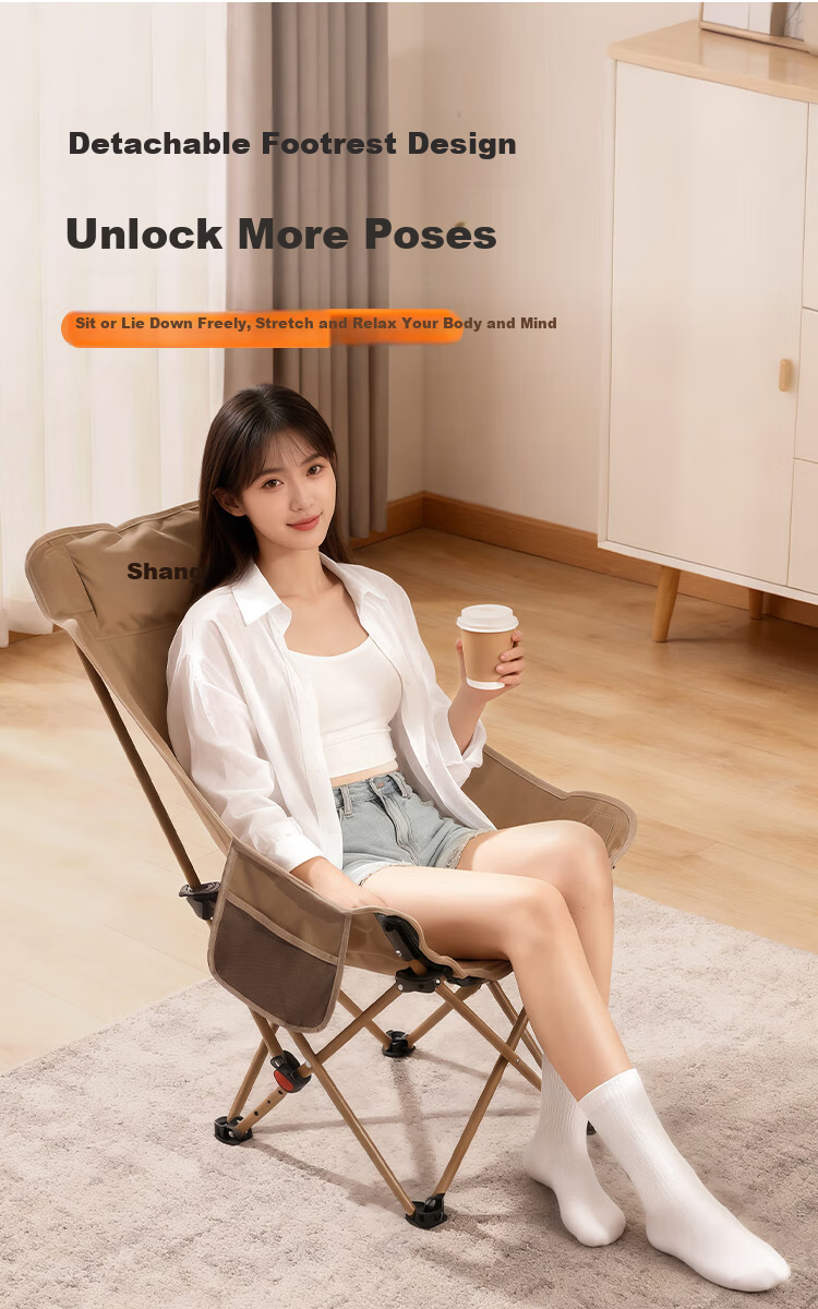 Suncojia Folding Recliner Chair Outdoor Folding Chair Dual-Use Camping Chair Office Nap Chair Nap Bed 6