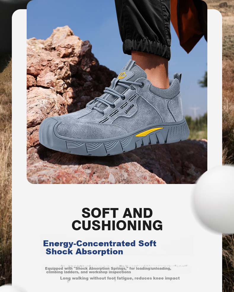 BlueOwlShield Men's Summer Breathable Welding Work Safety Shoes Anti-Scald Anti-Smash Steel Toe Anti-Puncture Non-Slip Work Shoes D0266N-1 Size 44 2
