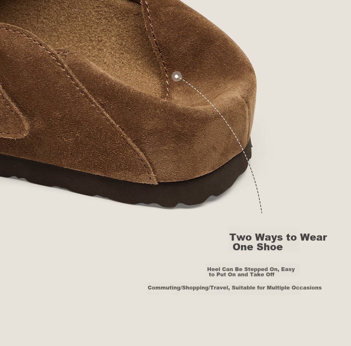 Sasa Su [Celebrity Style] Spring Summer New Coffee Bagel Two-Wear Half-Slip Birkenstock Elevated Loafers for Women 4