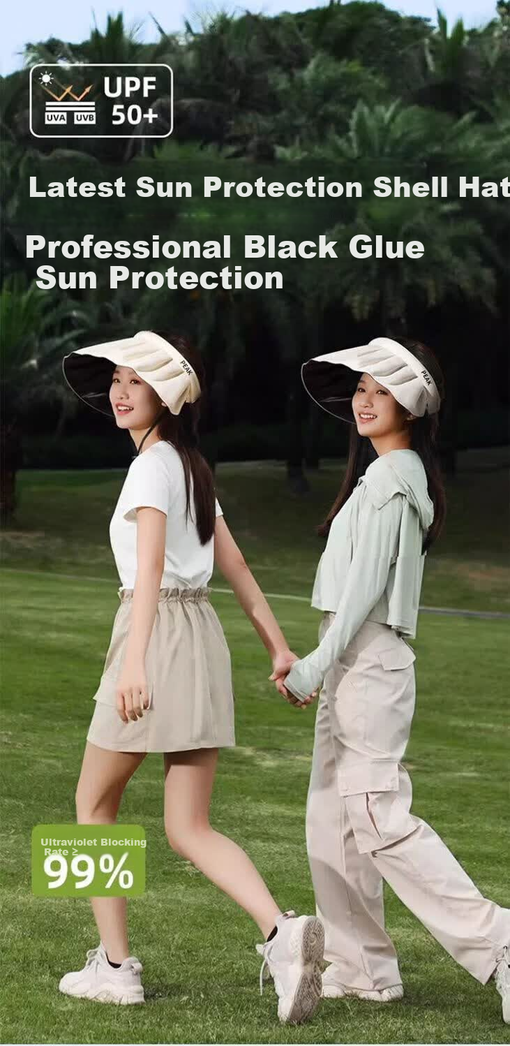 Peak UV Protection Sun Hat Couple Spring Summer Outdoor Running Anti-UV Shell Cap Open-Top Headband Dual-Use Foldable 1