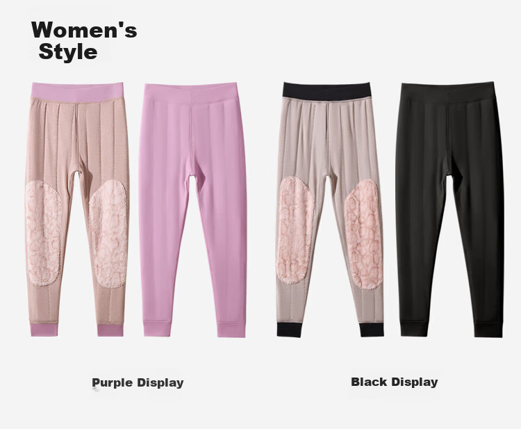 Langsha Women's Thermal Pants Fleece Lined Thickened 100% Wool Knee Protection Autumn Winter Plus Size Extra Thick Cold Resistant Cotton Leggings 21
