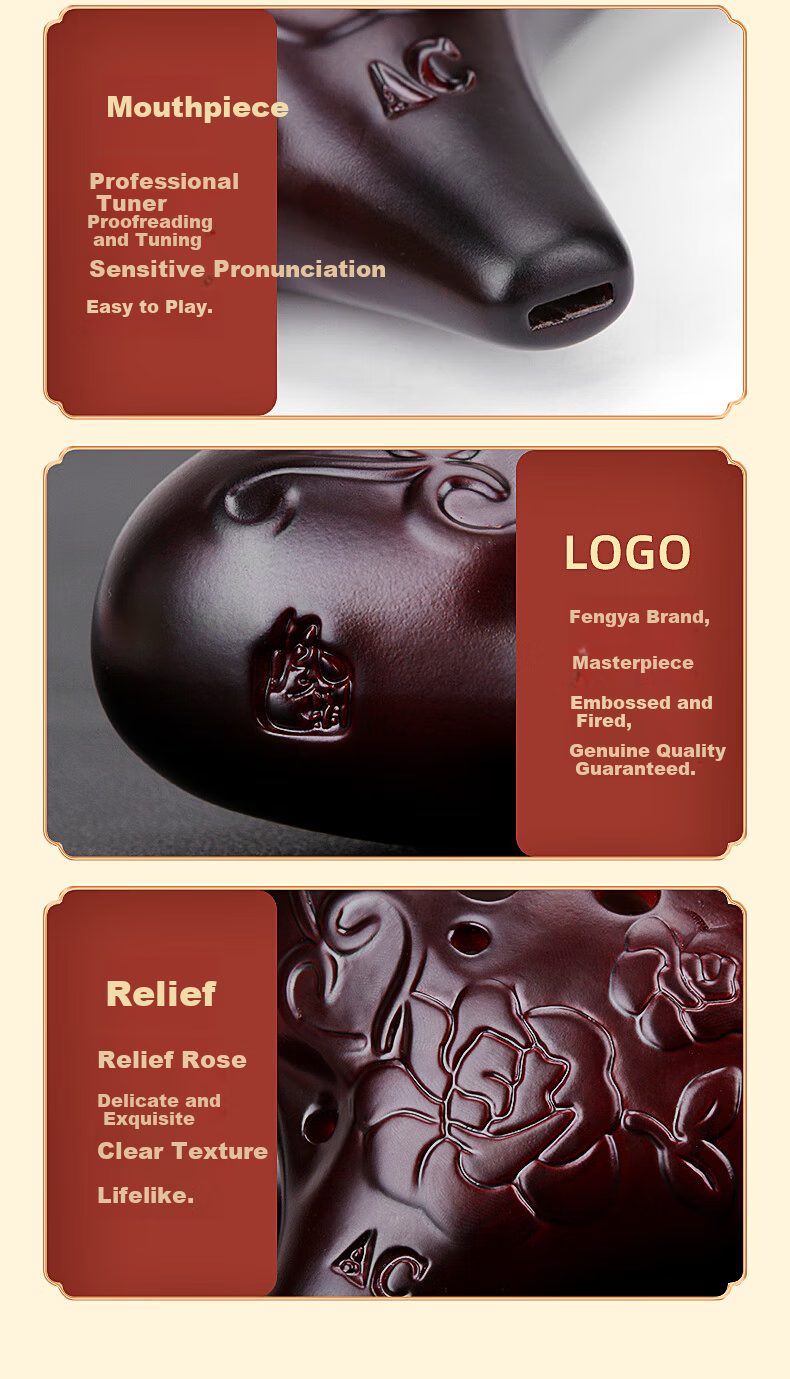 Fengya 12-Hole Ocarina Alto C Key Beginner Ceramic Ocarina Twelve-Hole AC Ocarina Zero-Basic Learning 8