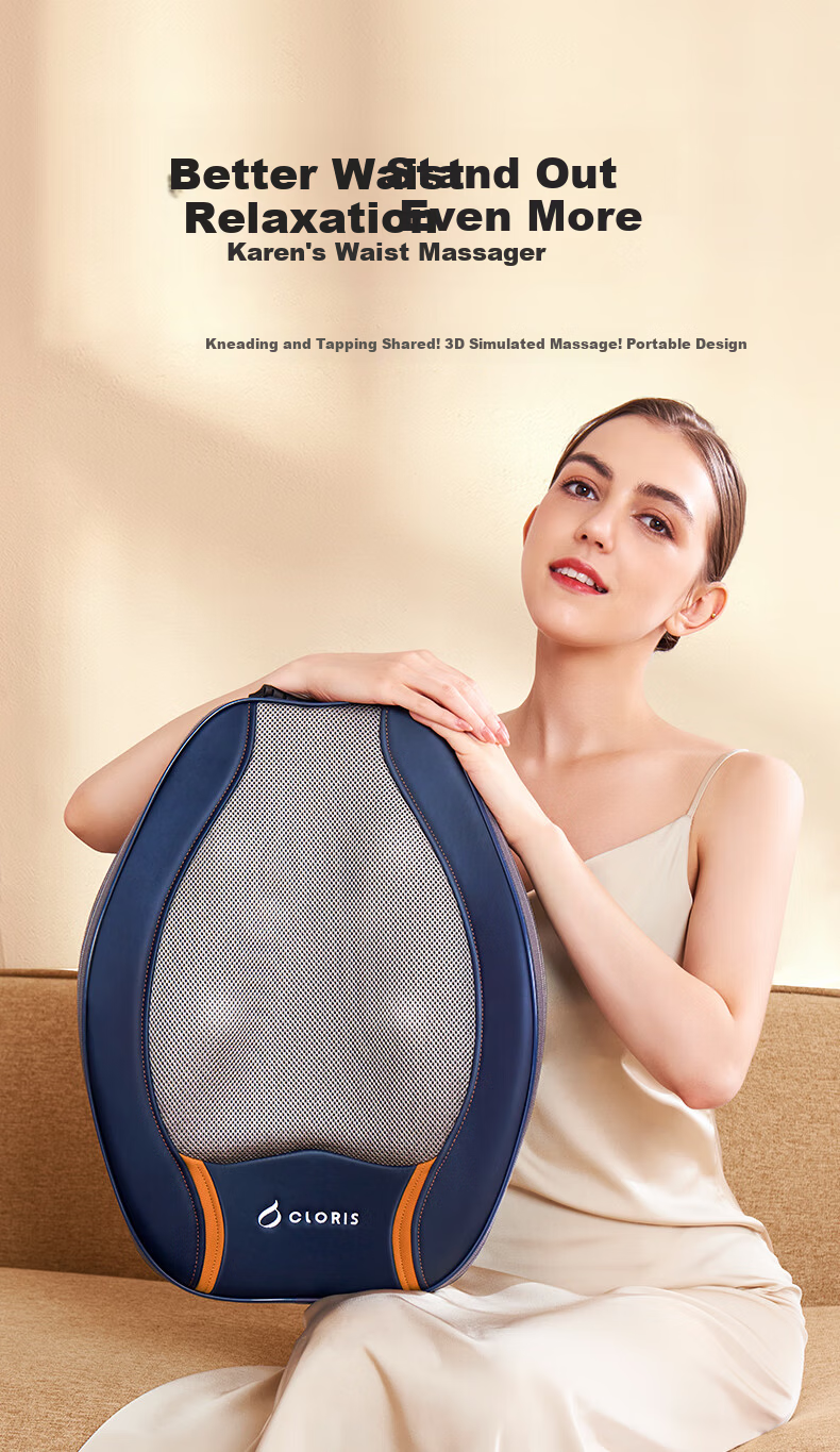 CLORIS Waist Massager Lumbar Spine Massage Cushion Back Massager Kneading Heat Therapy Lumbar Muscle Strain Massager Gift for Parents and Wife E830B 2