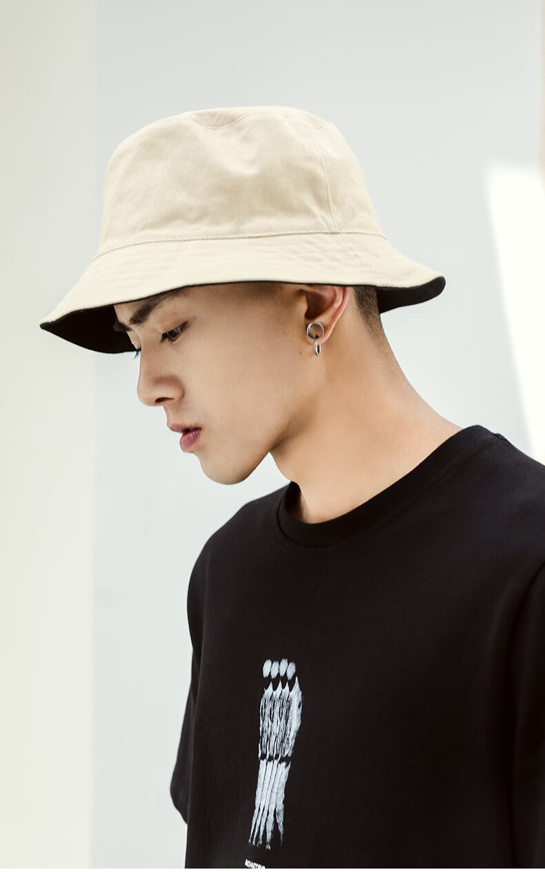 Luomeng Sun Protection Hat for Spring And Summer, Men's Large Head Circumference Hat, Double-Sided Fisherman Hat for Women, Korean Style Versatile Japanese-Style Sun Hat 15