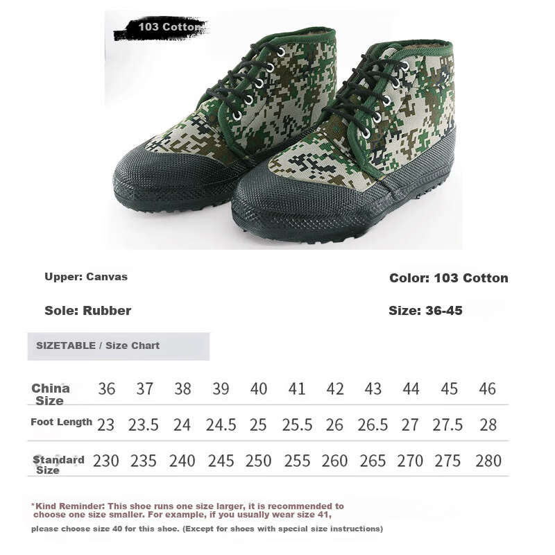 BOVFN High-Top Rubber Work Shoes Labor Protection Shoes Winter Non-Slip Camouflage 103 Cotton Size 42