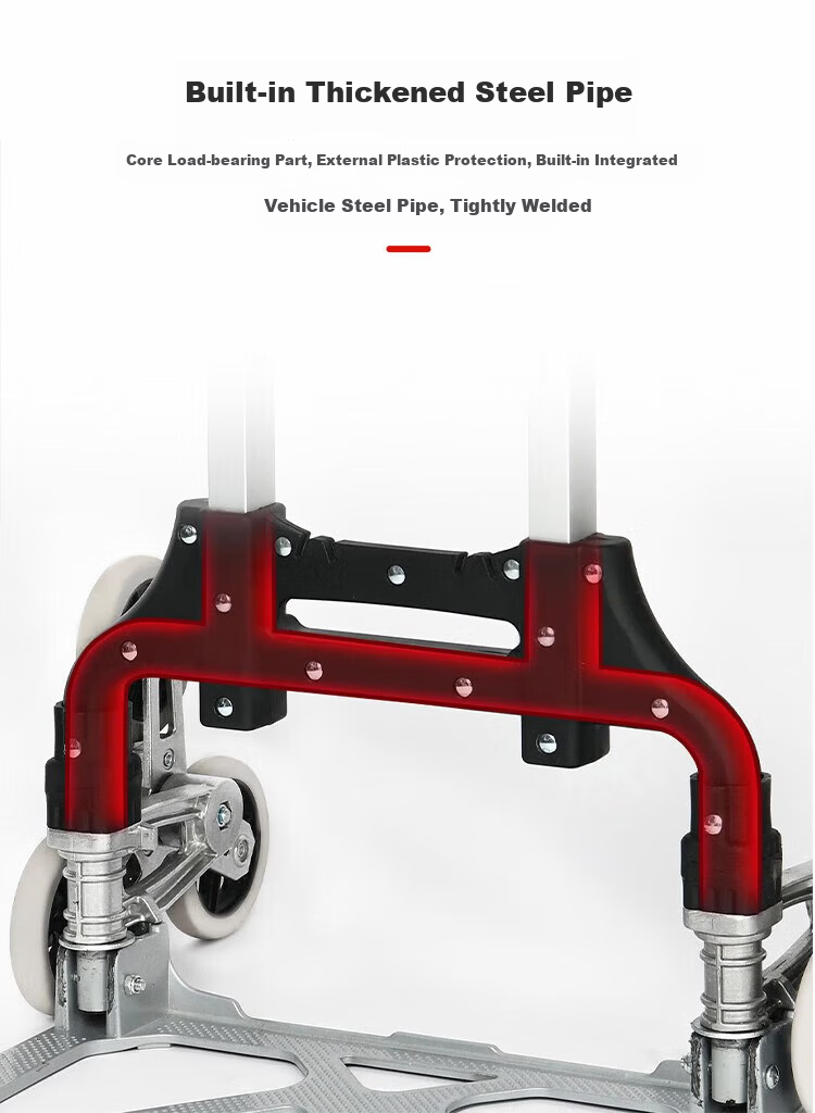 Gulnai Folding Stair-Climbing Hand Cart Luggage Trolley with TPR Wheels and Auxiliary Wheels 5