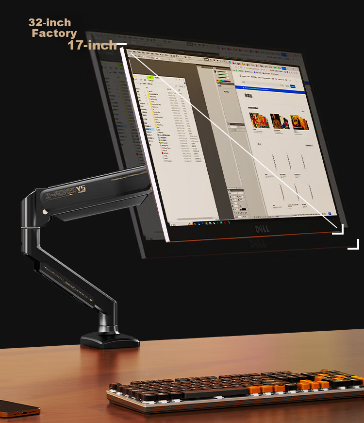 Youshi Monitor Stand Arm Mechanical Arm Display Screen Bracket Computer Stand Monitor Cantilever Bracket Screen Bracket Heavy Duty 10KG CX01 Black Gold 11