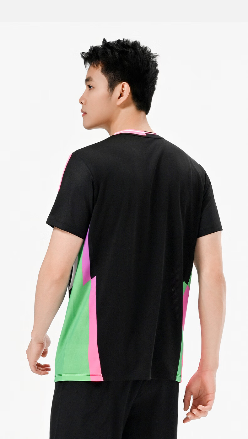 LI-NING Badminton Club Series Unisex Short Sleeve Competition T-Shirt Sportswear Black S 13