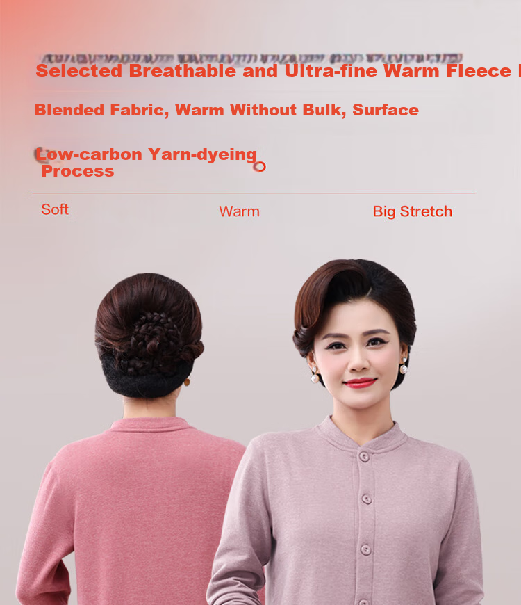 LangSha Middle-aged and Elderly Men's Thermal Underwear Cardigan Plus Size Wool and Silk Antibacterial Mite-resistant Thin Winter Set 7