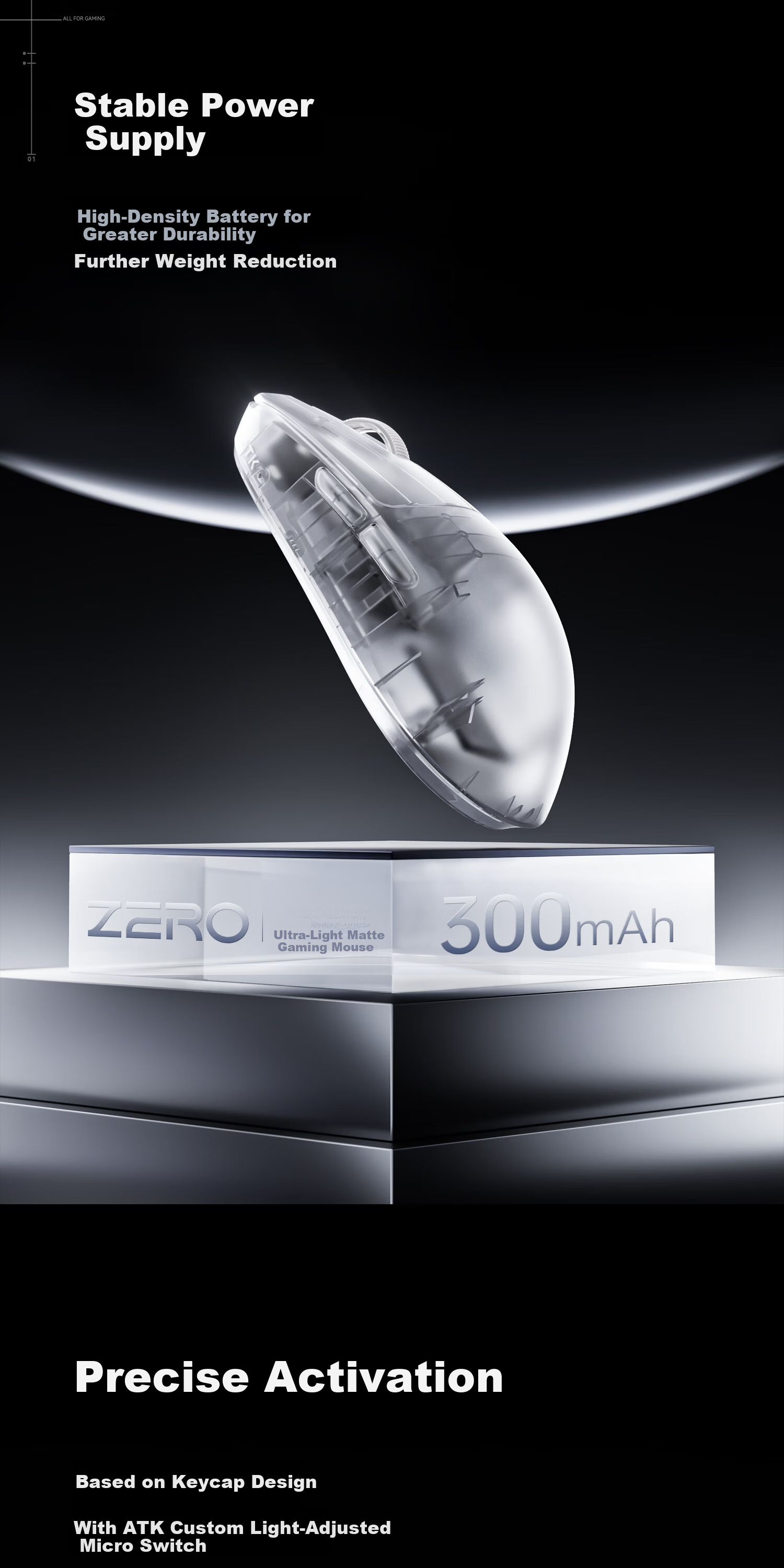 ATK LieKong ZERO Wireless Mouse Wired/Wireless Dual-Mode Lightweight Ergonomic Gaming Office Mouse ZERO White Transparent 11