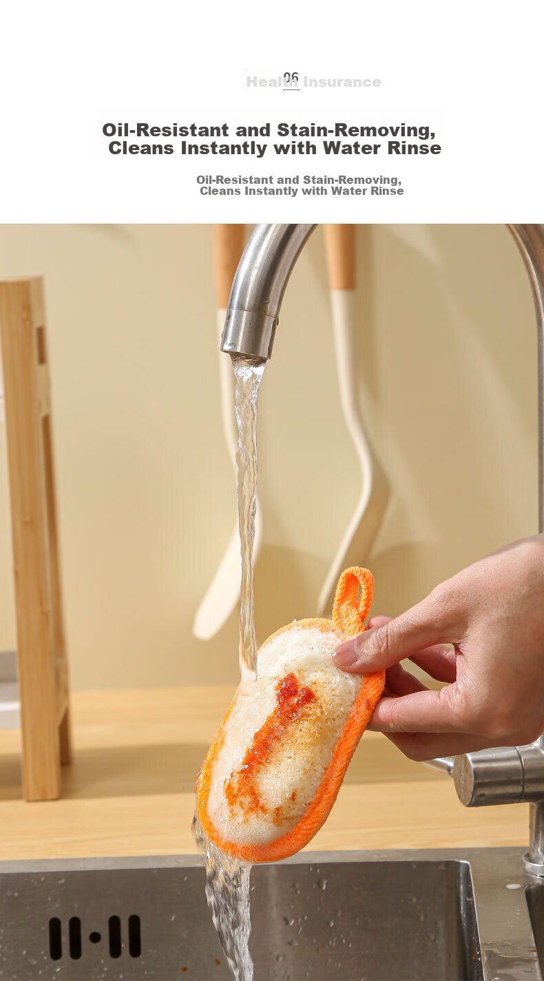 Mengting Loofah Sponge Scrubber 12x8cm 3-Pack Dishwashing Cloth Pot Brush Non-Scratch Loofah Cleaning Pad 7