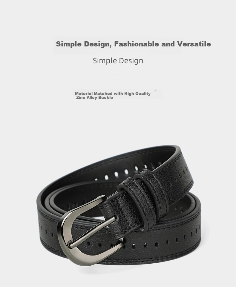 Love Sea Cowhide Women's Leather Belt Simple Versatile Student Pin Buckle Skirt Belt Light Luxury Birthday Gift 1