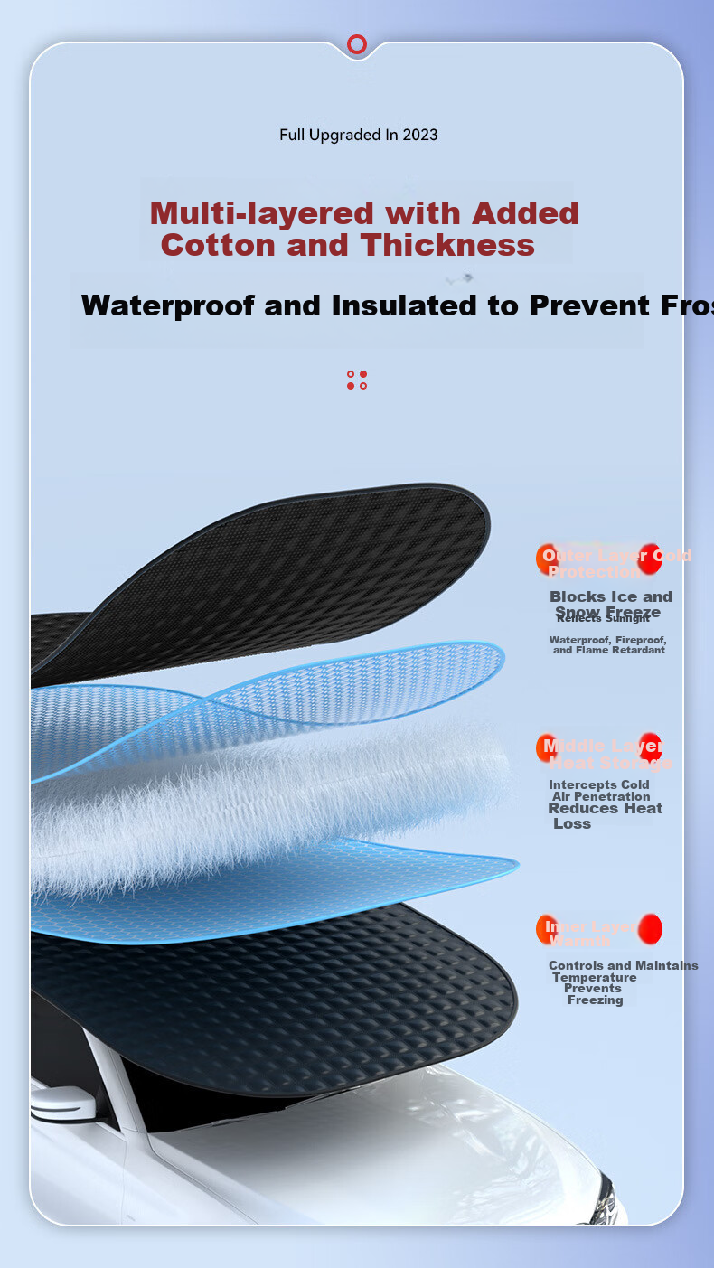 Digalun Car Snow Cover Front Windshield Frost and Snow Protection Winter Car Window Cover Windshield Cloth 5