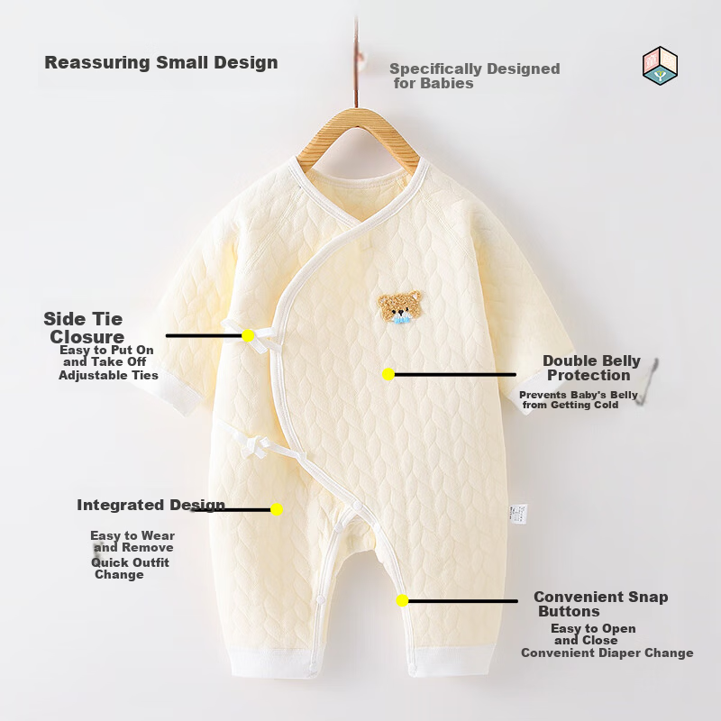 Baby Face Infant Romper Summer Cotton Newborn Clothes Butterfly Jumpsuit Monk Suit Four Seasons 2-Piece Set