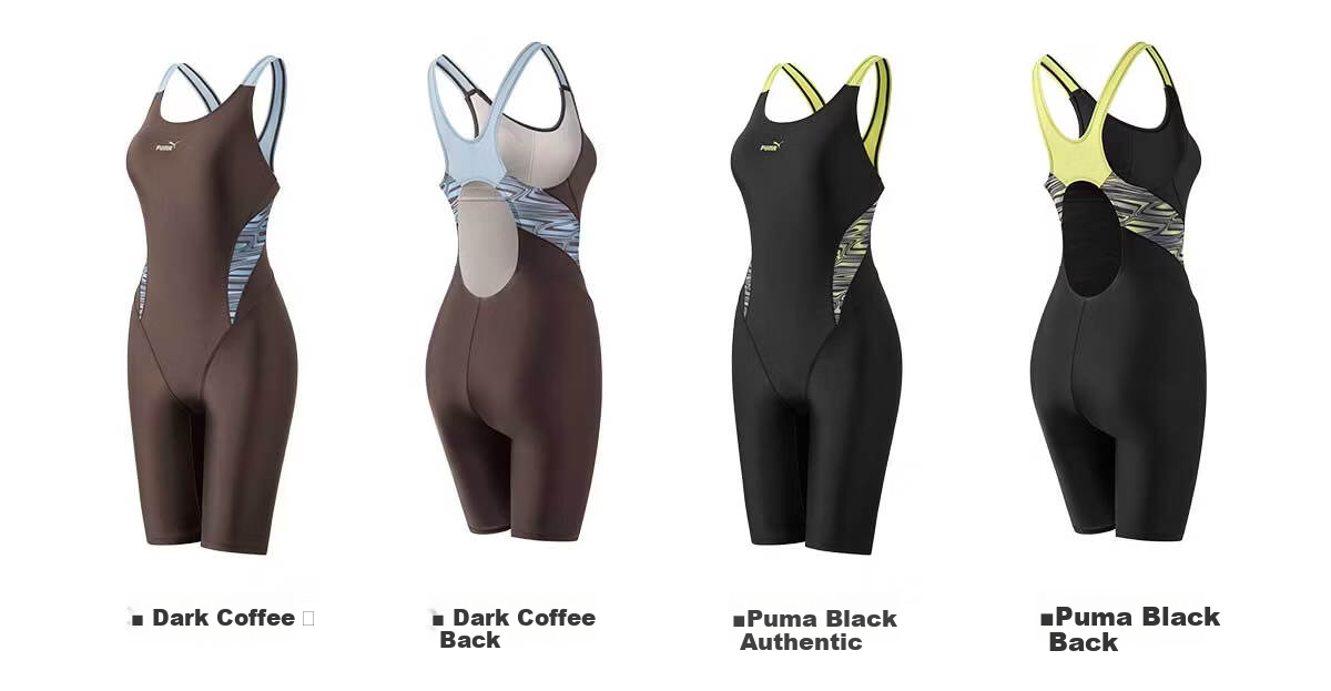 PUMA Women's One-Piece Five-Point High-Waist Slimming Swimsuit UV Protection Antibacterial High Elasticity Body-Shaping Professional Swimwear 22
