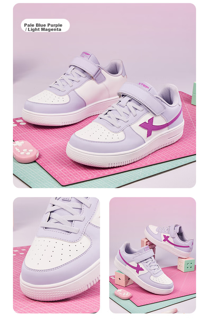 XTEP Kids Children's Casual School White Sneakers Student Skate Shoes Off-White/Smoke Gray Size 31 7