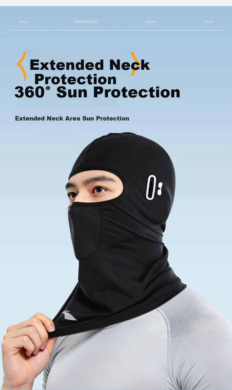 LI-NING Sun Protection Face Mask Cycling Headwear Ice Silk Full Face Cooling Outdoor Motorcycle Helmet Liner Bicycle Headscarf 16