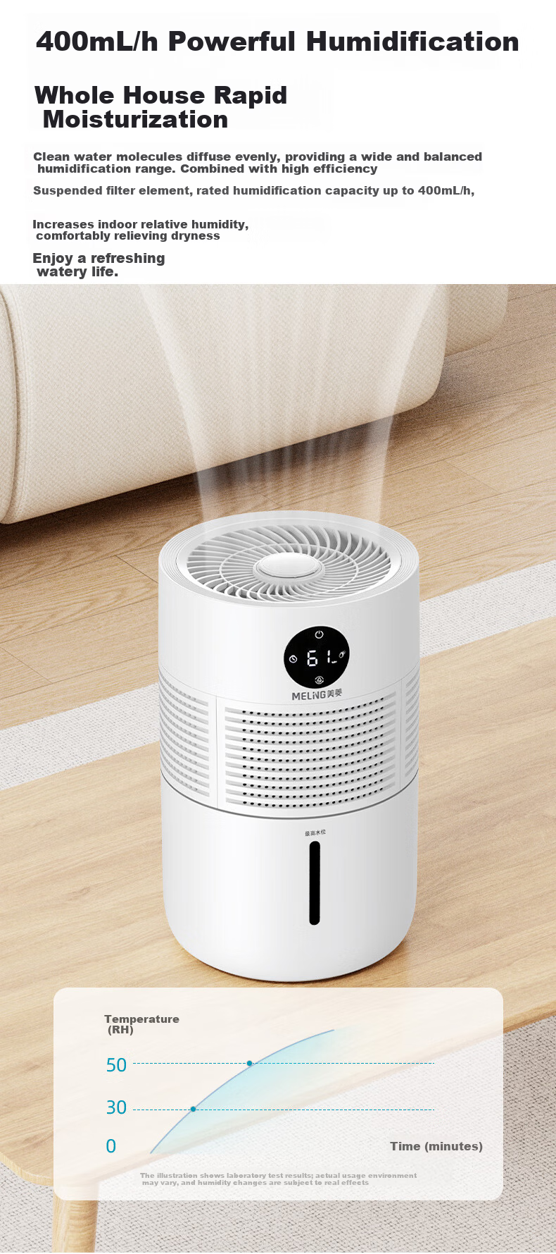 MeiLing Humidifier Home Bedroom Baby Silent Sterilization Mist-Free Air Conditioner Humidifier Pregnant Women Infant Small Desktop Large Capacity Annual Meeting Gift 3