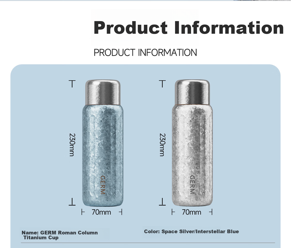 Germ Pure Titanium Insulated Temperature Display Water Bottle 500ML Space Silver 23