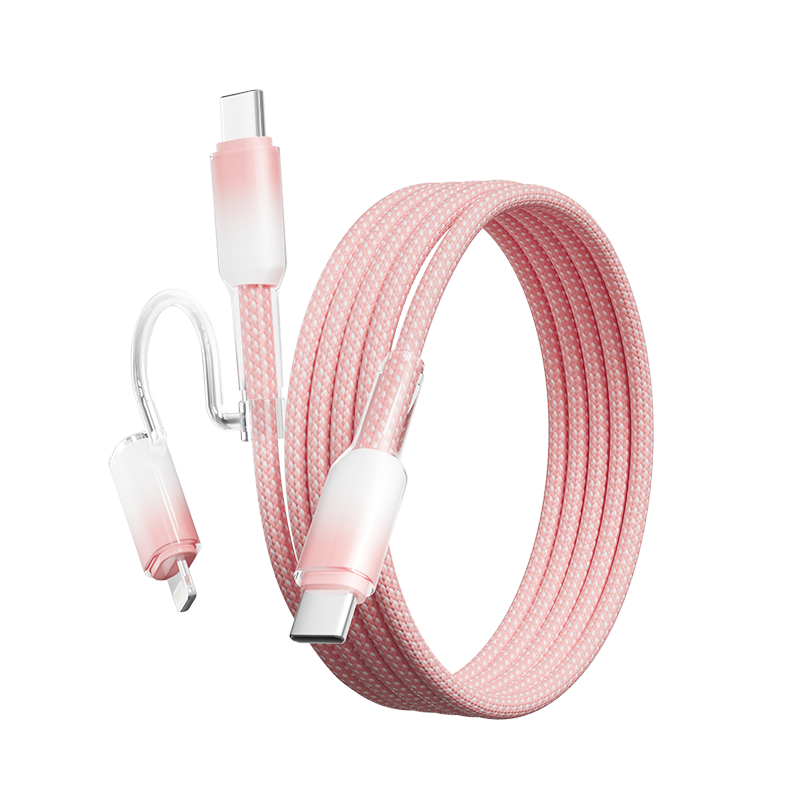 Beimo Type-C Dual-Head 2-in-1 Fast Charging Cable to Lightning Data Cable 65W Charging Cable for Car Use Compatible with Apple iPhone 17/16 Huawei Xiaomi Phones iPad