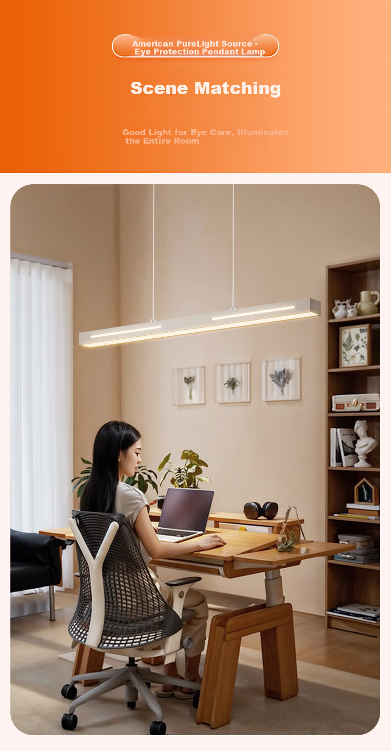 GUJIA Restaurant Pendant Light Linear Dining Bar Eye Protection Full Spectrum Light Source White 100CM - Tri-color [Installation Included] 10