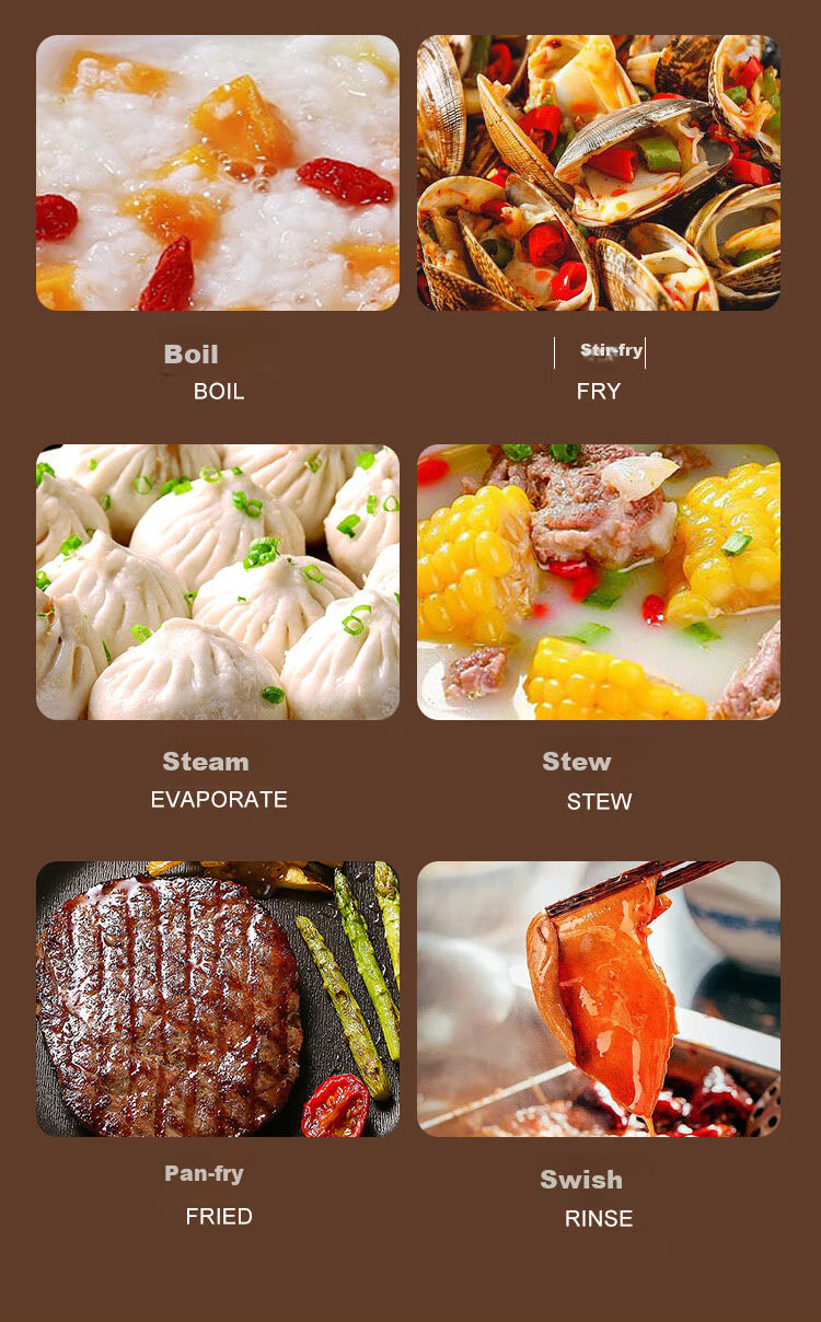 MeiLing Electric Frying Pan New Generation Healthy Large Capacity 304 Stainless Steel Electric Steamer Electric Cooker Stew Steam Cook Non-Stick Multifunctional All-in-One Electric Pot Multi-Purpose E 11