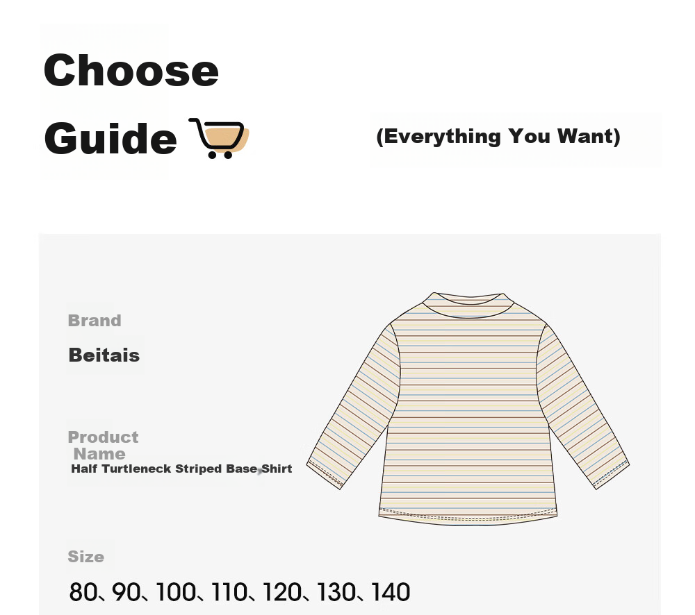 Beitais Kids Long Sleeve T-Shirt Spring and Autumn New Striped Boys and Girls Baby Mid-Neck Cotton Base Shirt 20