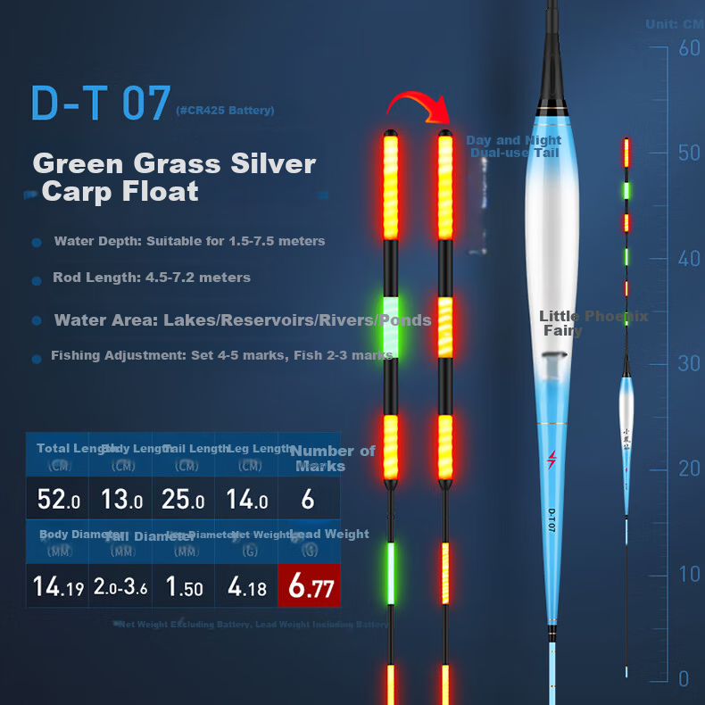 Xiaofengxian D-T10 Herbal Grass Silver Carp and Bighead Carp Color-Changing Luminous Fishing Float Electronic Float Thickened Eye-Catching Fishing Bobber Fishing Tackle 3