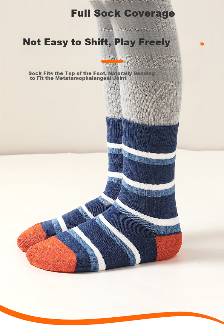 MiiOW Kids Boys Autumn Winter Thickened Fleece Lined Terry Cotton Warm Mid-Calf Socks for School Children 8