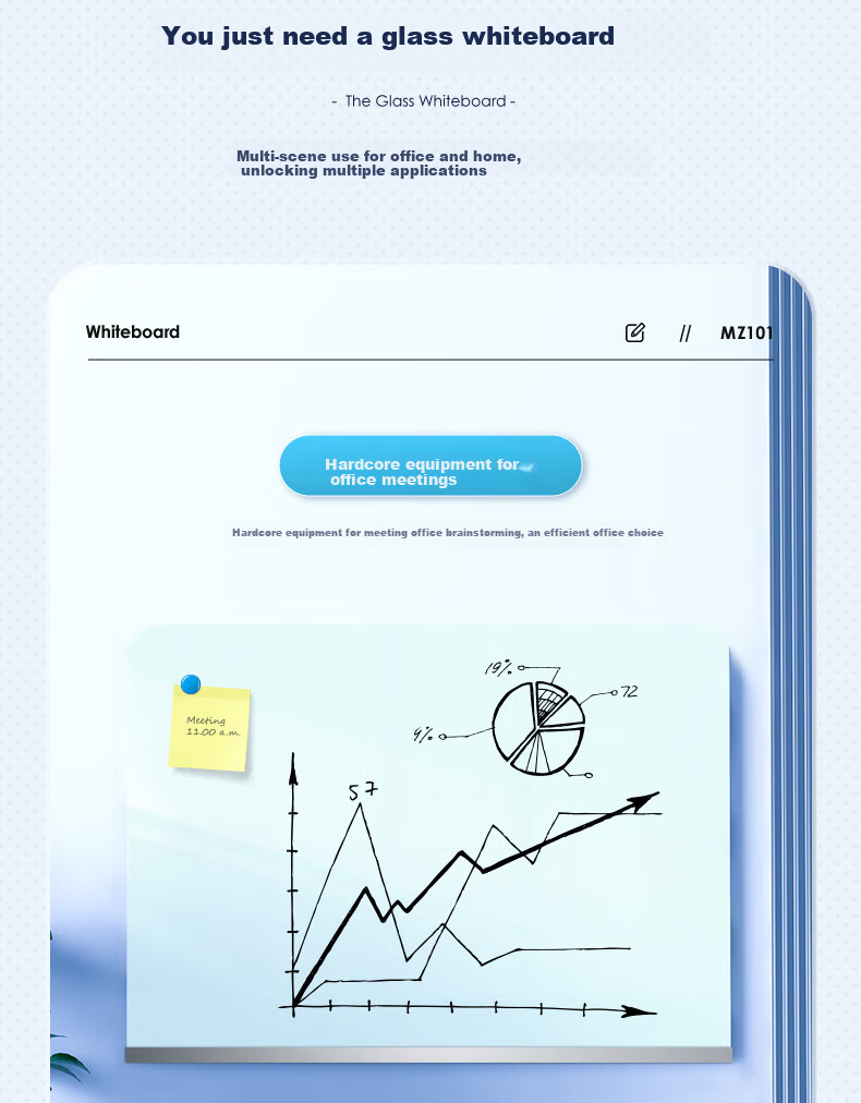 Deli Wall-Mounted Whiteboard 120x90cm Full-Screen Magnetic Tempered Glass Hanging Whiteboard Office Meeting Writing Board Blackboard (Includes Eraser, Marker, Magnetic Pins) MZ101 6
